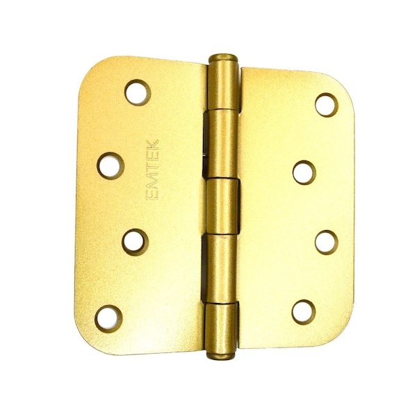 Emtek Pair of 4 in x 4 in 5/8 in Radius Steel Residential Duty Hinges Satin Brass Finish 91034US4 - main